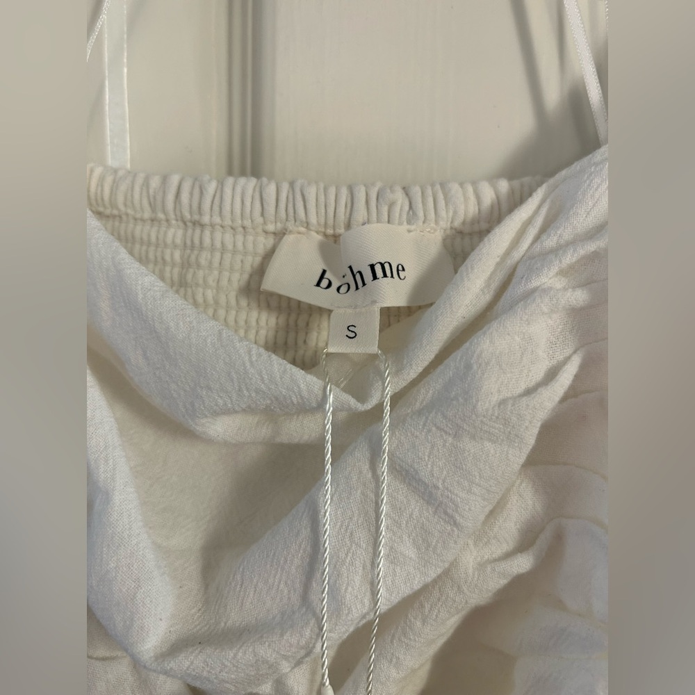 Bohme White Midi Dress Puff Sleeves Size small NWT - Picture 5 of 6